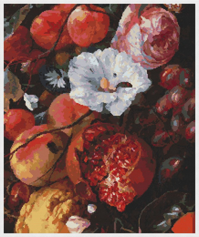Festoon of Fruit and Flowers Counted Cross Stitch Pattern Jan Davidsz. de Heem