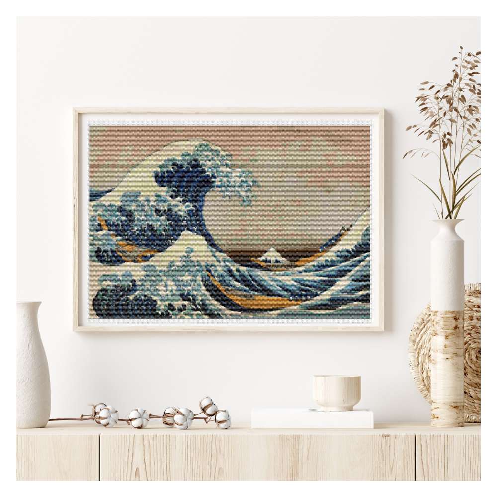 The Great Wave off Kanagawa Counted Cross Stitch Pattern Katsushika Hokusai