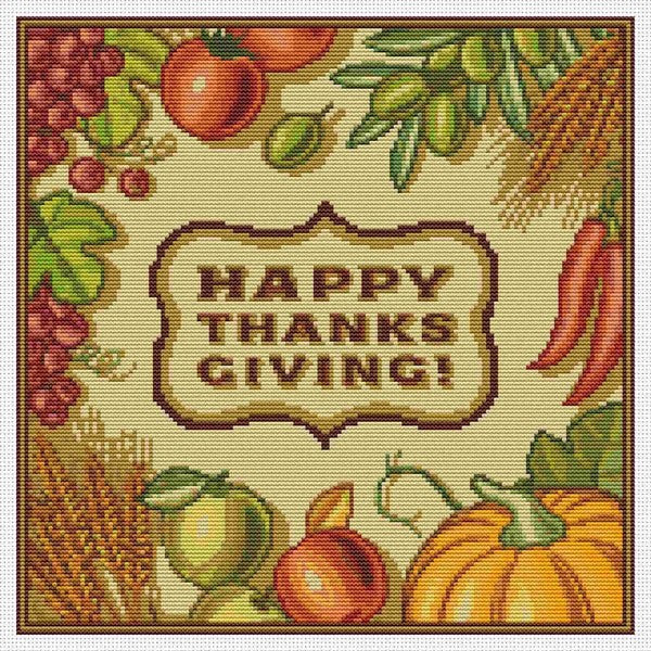 Happy Thanksgiving Counted Cross Stitch Pattern The Art of Stitch