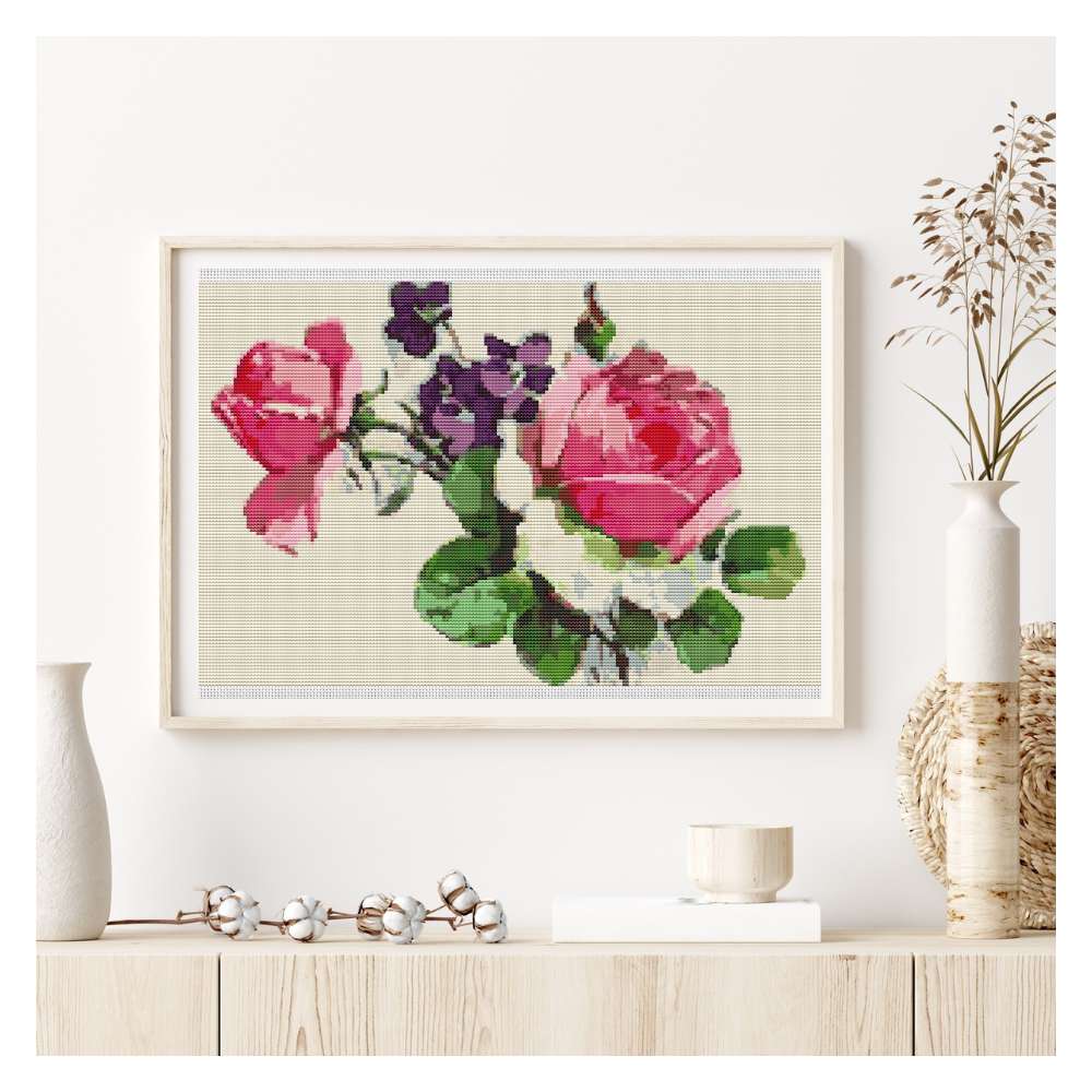 Pink Roses Counted Cross Stitch Pattern Catherine Klein