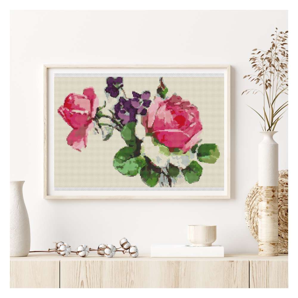 Pink Roses Counted Cross Stitch Kit Catherine Klein