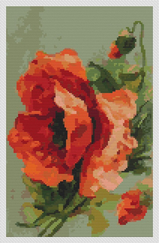 Poppies Counted Cross Stitch Pattern Catherine Klein