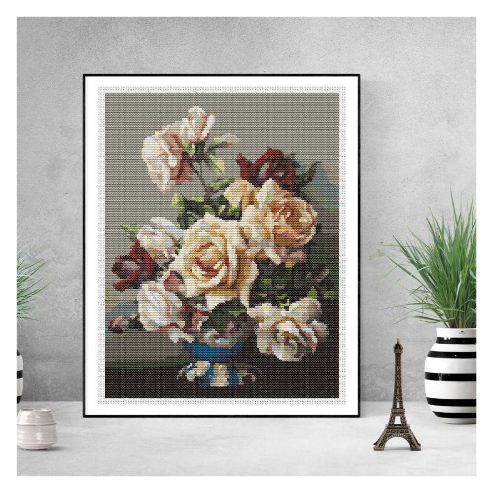 Vase of Roses Counted Cross Stitch Kit Irene Klestova