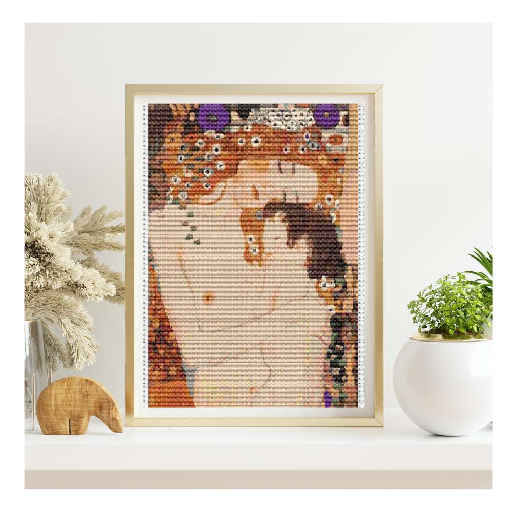 Mother and Child Counted Cross Stitch Pattern Gustav Klimt