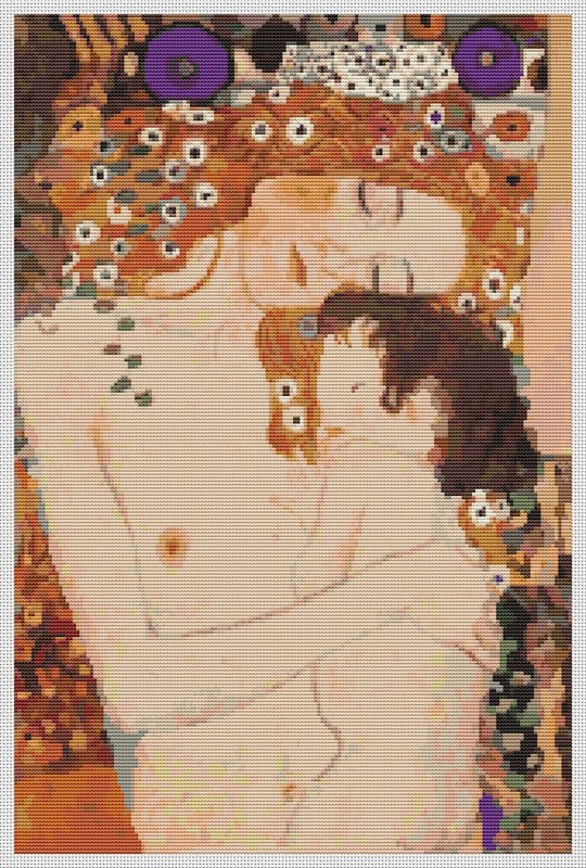 Mother and Child Counted Cross Stitch Pattern Gustav Klimt