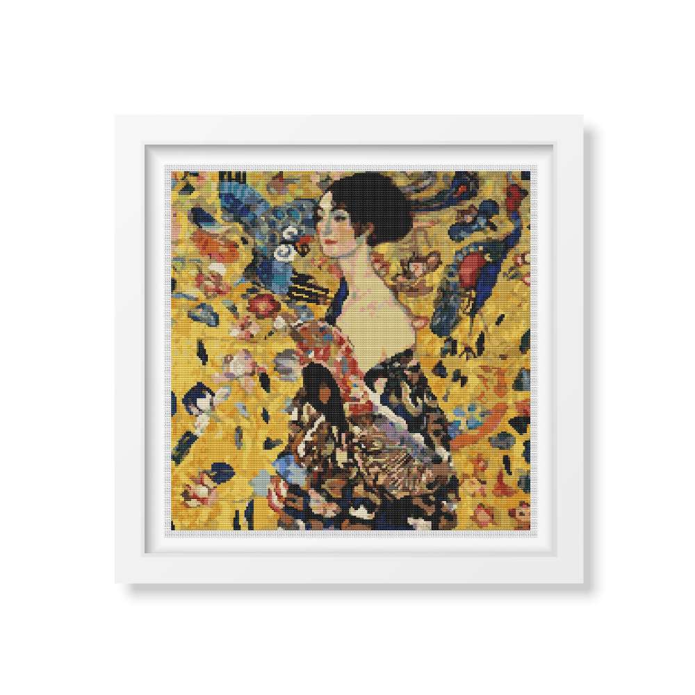 Lady with a Fan Counted Cross Stitch Kit Gustav Klimt