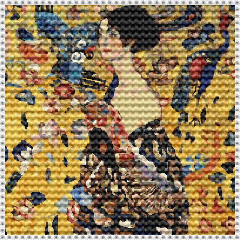 Lady with a Fan Counted Cross Stitch Pattern Gustav Klimt