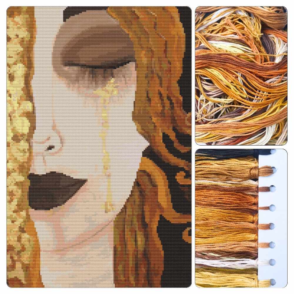 Freya’s Tears Cross Stitch Kit - Premium Cross Stitch Kit - Gustav Klimt