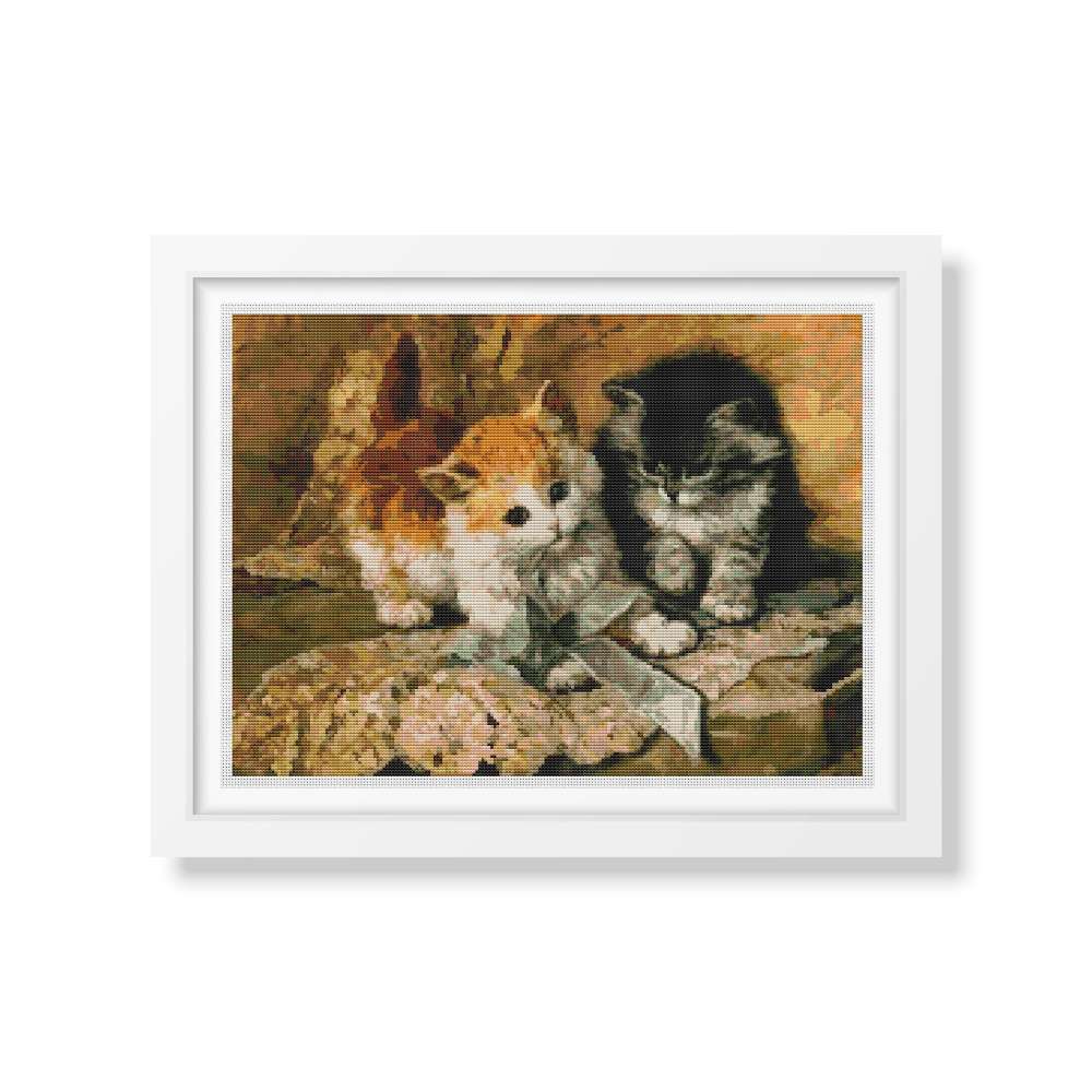 Kittens and Bows Counted Cross Stitch Pattern Henriette Ronner Knip