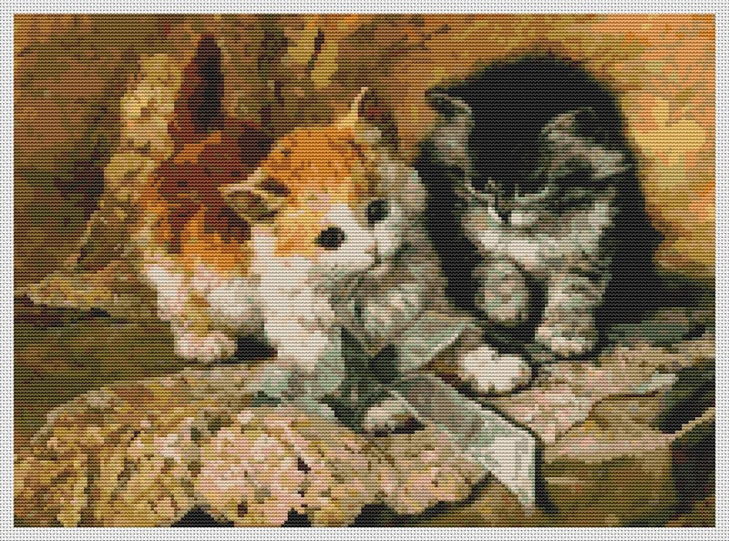 Kittens and Bows Counted Cross Stitch Kit Henriette Ronner Knip