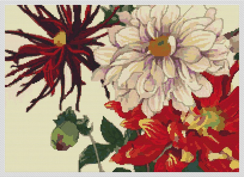 Japan Dahlia Counted Cross Stitch Kit Tanigami Konan