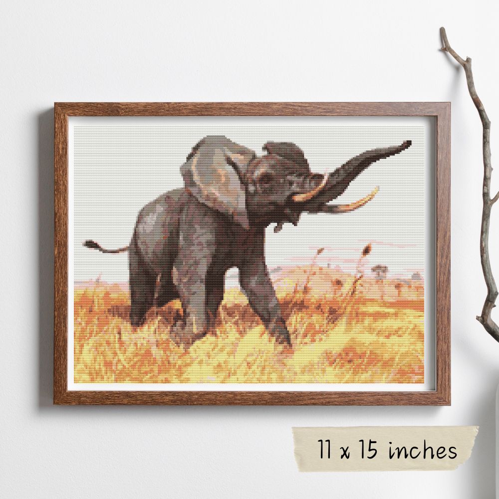 African Elephant Counted Cross Stitch Kit Friedrich Wilhelm Kuhnert