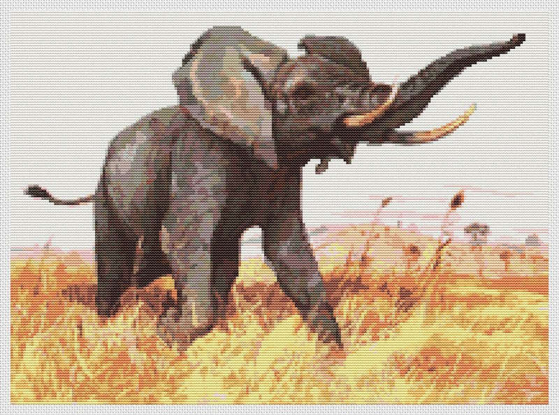 African Elephant Counted Cross Stitch Kit Friedrich Wilhelm Kuhnert