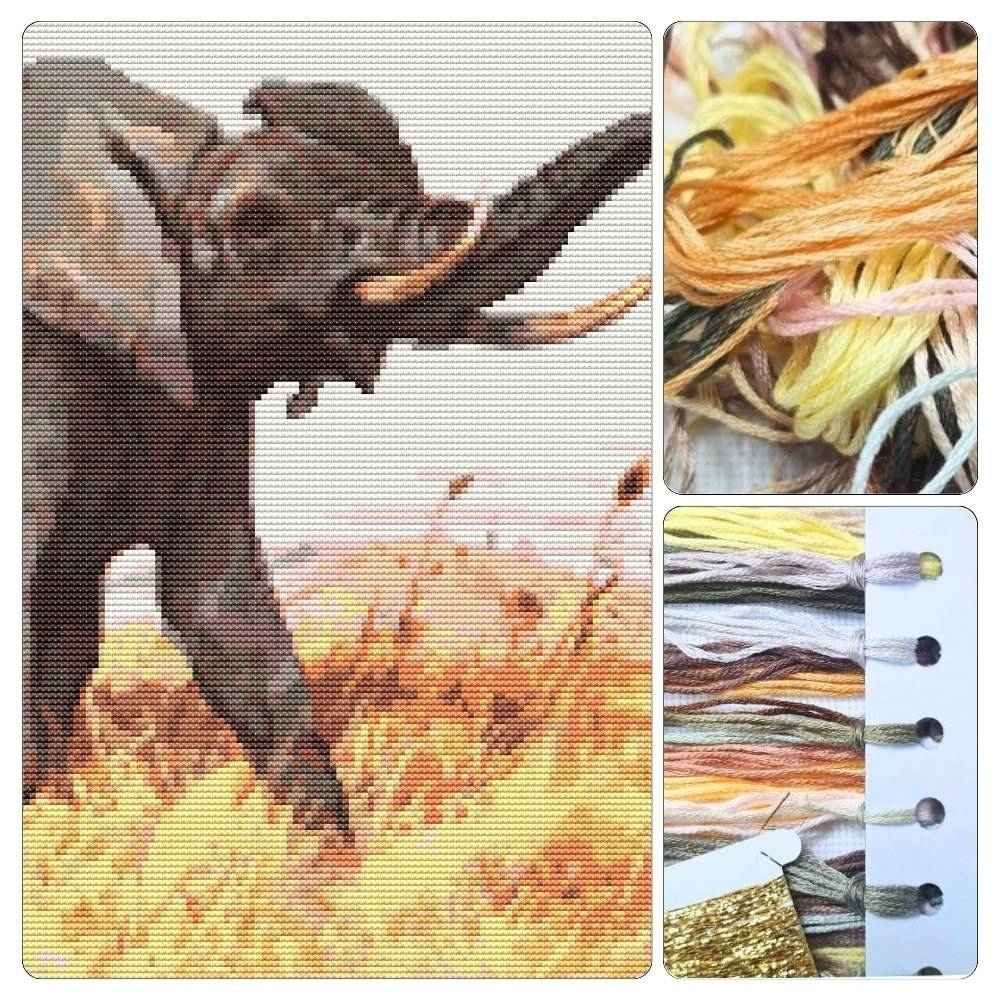 African Elephant Cross Stitch Kit - Premium Cross Stitch Kit - Friedrich Wilhelm Kuhnert
