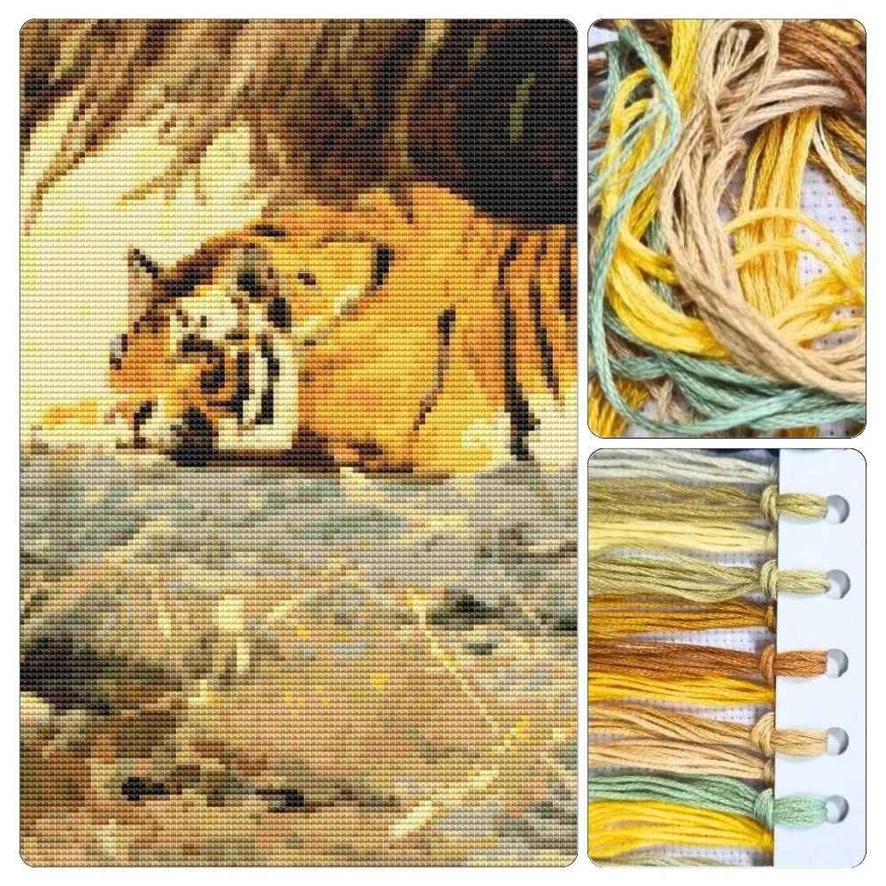 Tiger Cross Stitch Kit - Premium Cross Stitch Kit - Friedrich Wilhelm Kuhnert