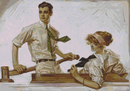 Couple in a Boat Cross Stitch Kit - Premium Cross Stitch Kit - J.C. Leyendecker