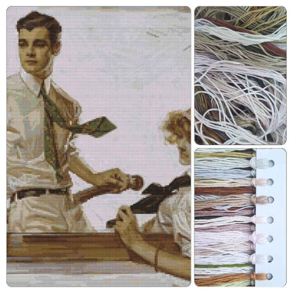 Couple in a Boat Cross Stitch Kit - Premium Cross Stitch Kit - J.C. Leyendecker