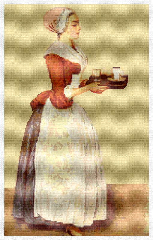 The Chocolate Pot Counted Cross Stitch Pattern Jean Etienne Liotard