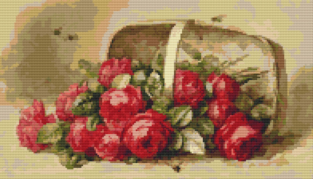 Basket of Roses Counted Cross Stitch Kit Paul de Longpre