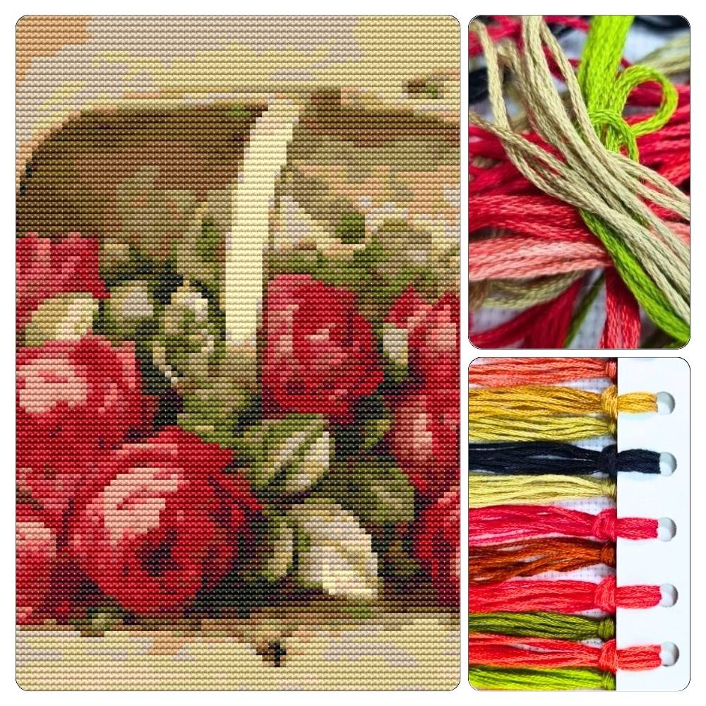 Basket of Roses Counted Cross Stitch Kit Paul de Longpre