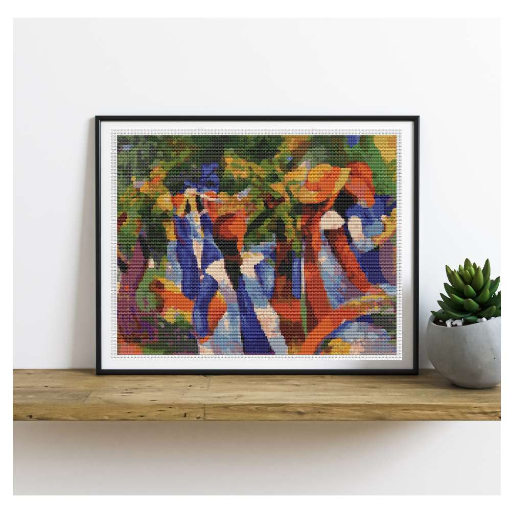 Girl Under the Trees Counted Cross Stitch Pattern August Macke