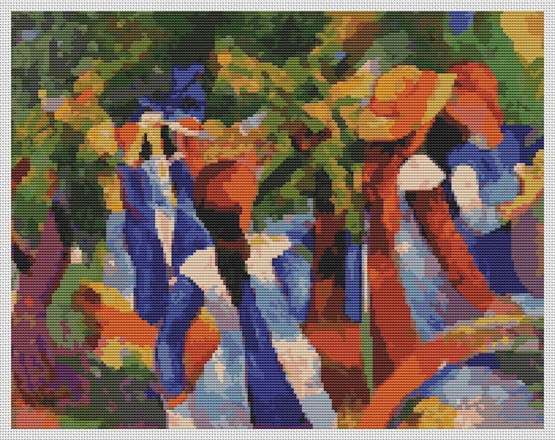 Girl Under the Trees Counted Cross Stitch Kit August Macke