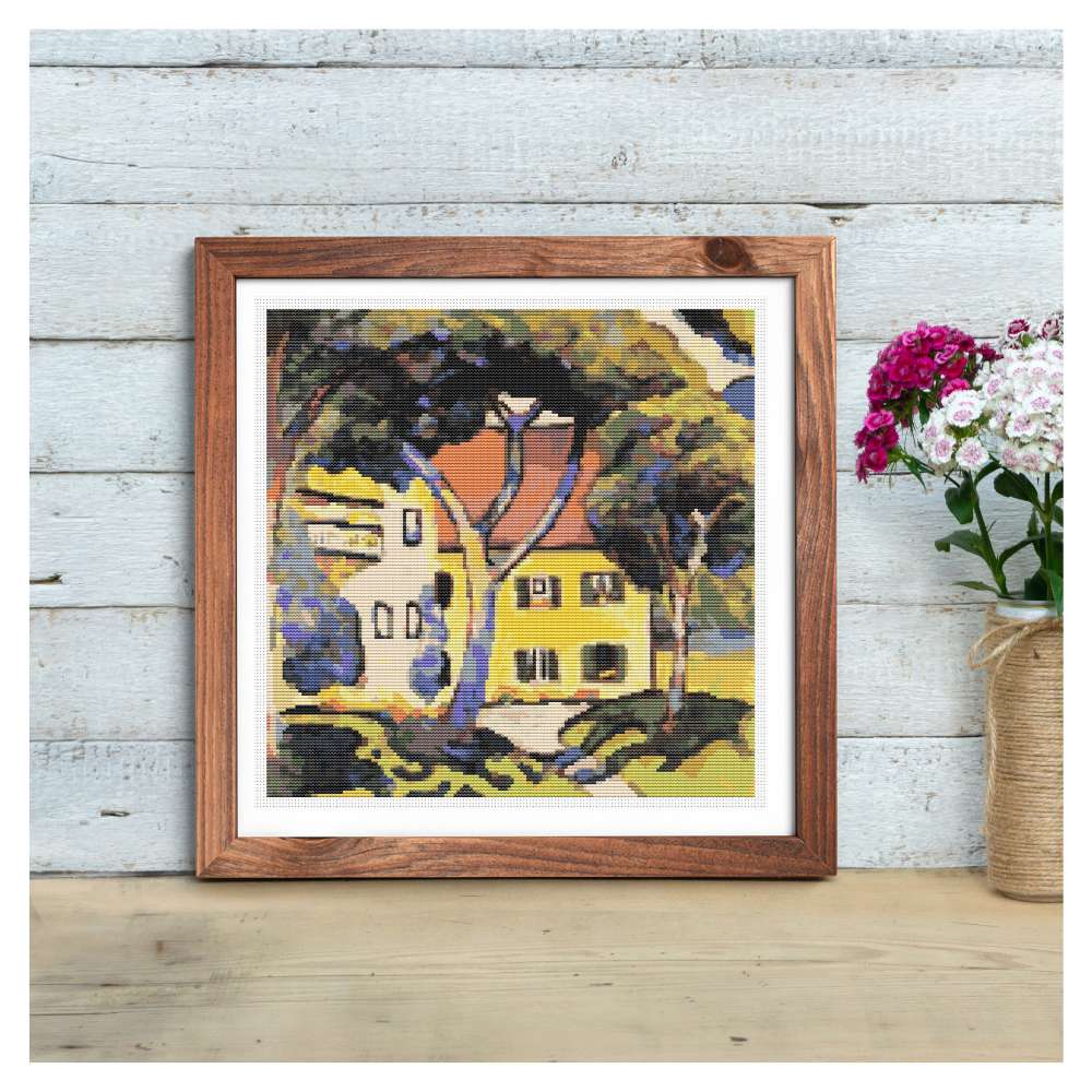 House in a Landscape Counted Cross Stitch Kit August Macke