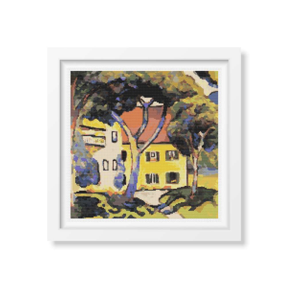 House in a Landscape Counted Cross Stitch Kit August Macke