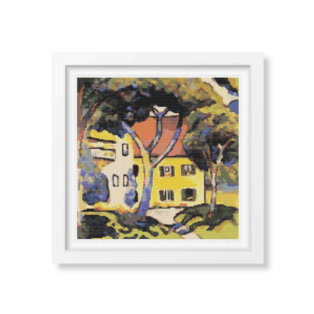 House in a Landscape Counted Cross Stitch Pattern August Macke