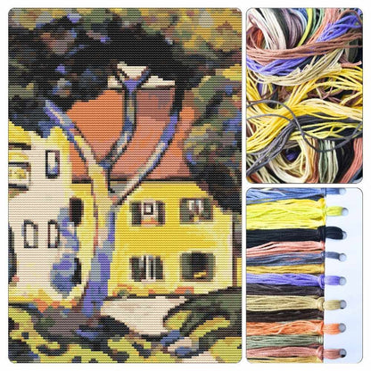 House in a Landscape Cross Stitch Kit - Premium Cross Stitch Kit - August Macke