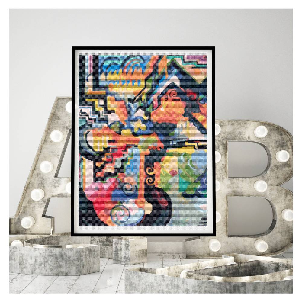 Colored Composition Homage to Johann Sebastian Bach Counted Cross Stitch Kit August Macke