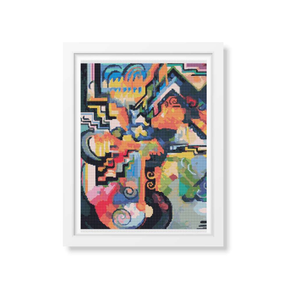 Colored Composition Homage to Johann Sebastian Bach Counted Cross Stitch Pattern August Macke