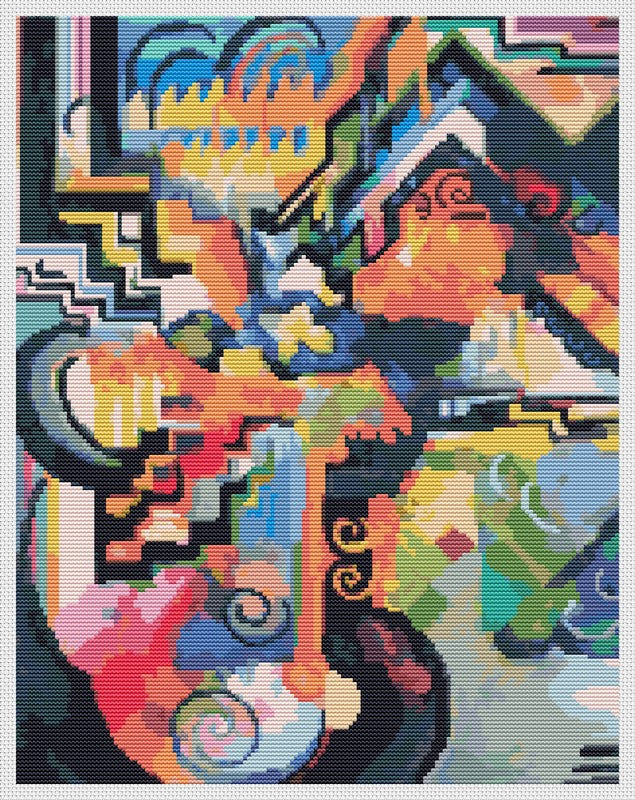 Colored Composition Homage to Johann Sebastian Bach Counted Cross Stitch Kit August Macke
