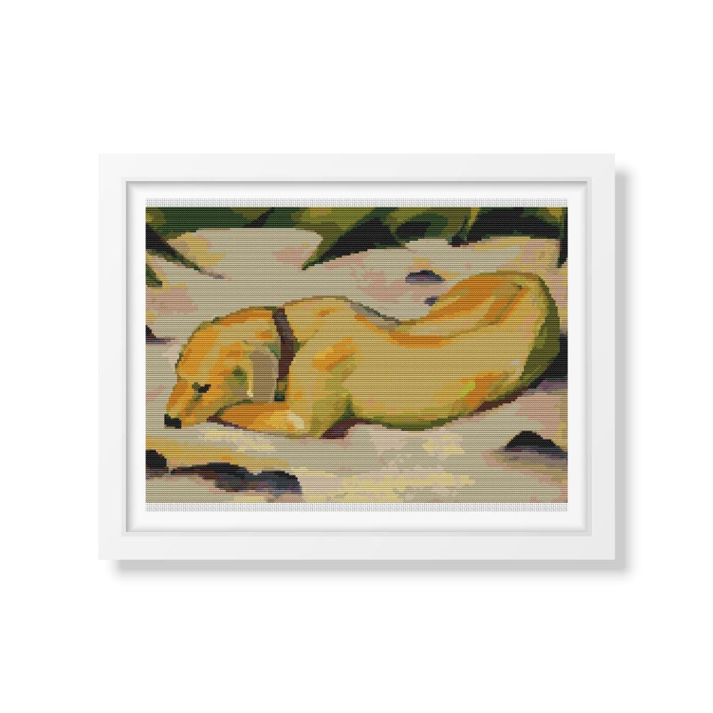 Dog Lying in the Snow Counted Cross Stitch Kit Franz Marc