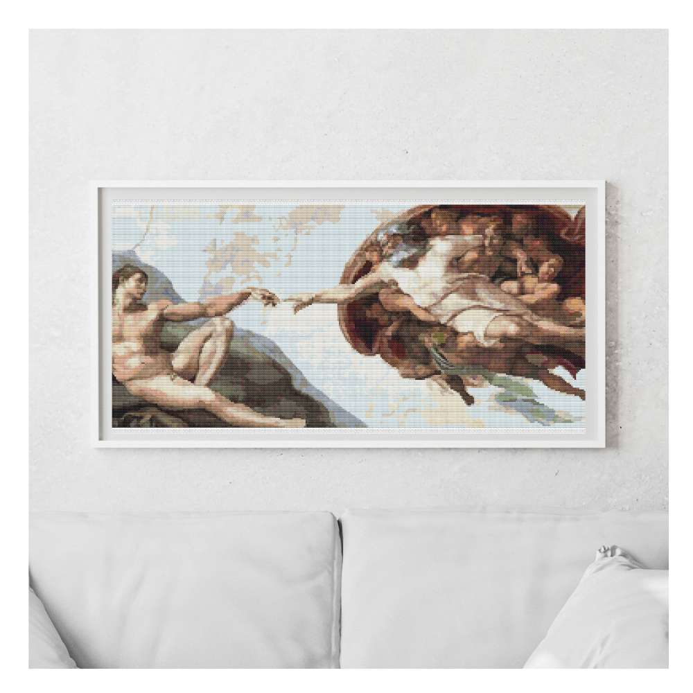 The Creation of Adam Counted Cross Stitch Pattern Michelangelo