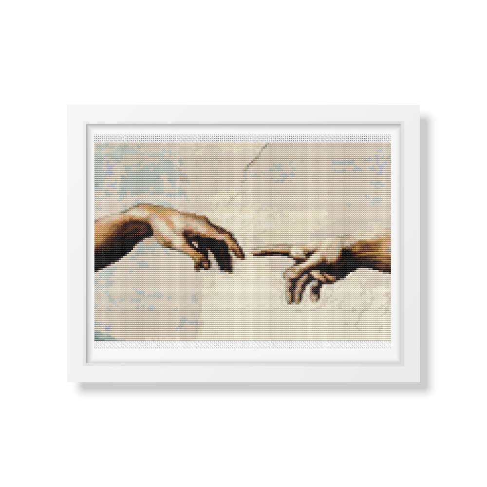 Hands of God and Adam Counted Cross Stitch Pattern Michelangelo