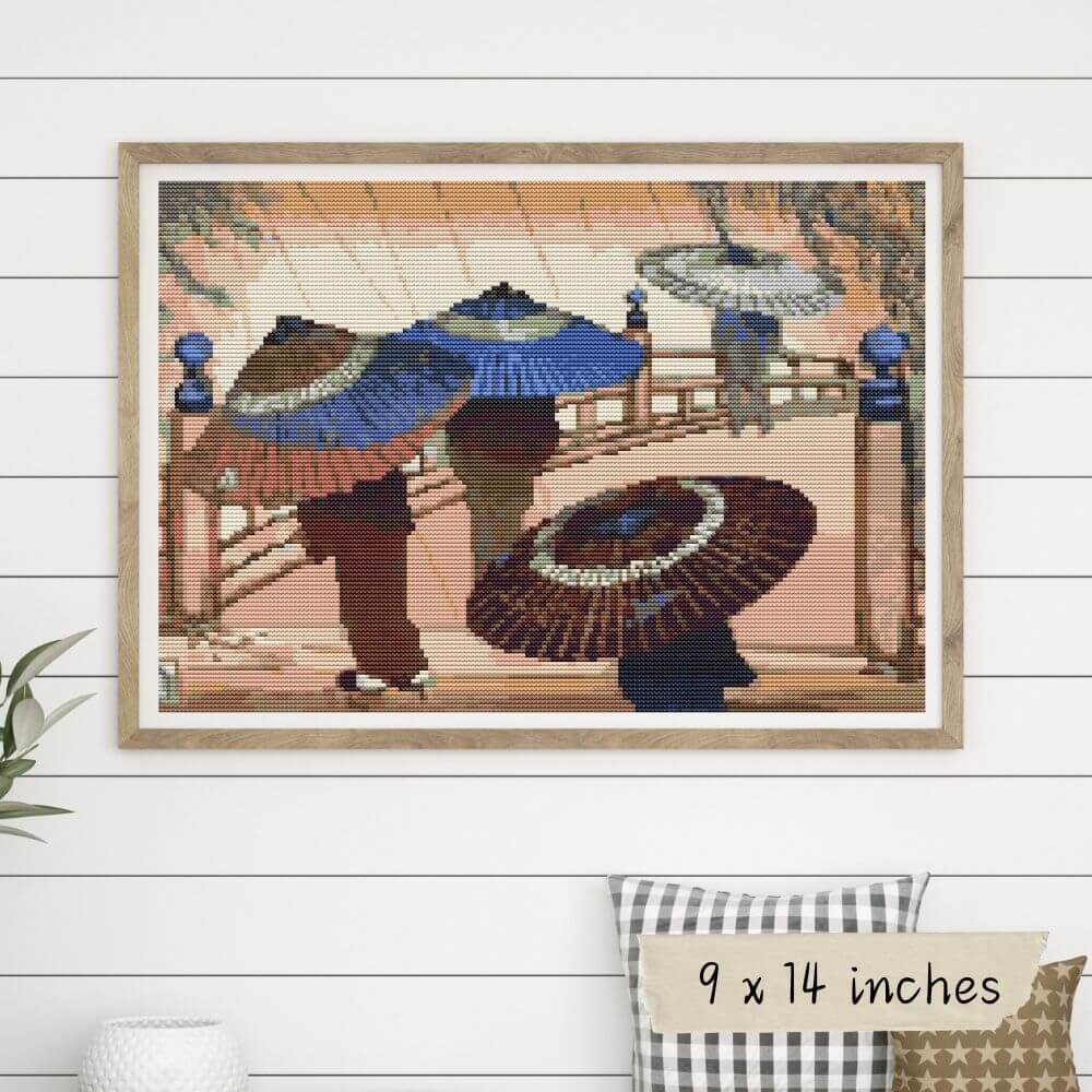 Rain Blossoms Cross Stitch Kit - Premium Cross Stitch Kit - Lilian May Miller