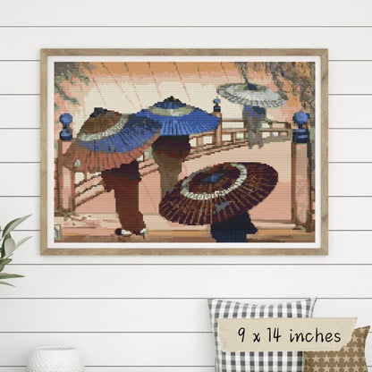 Rain Blossoms Cross Stitch Kit - Premium Cross Stitch Kit - Lilian May Miller