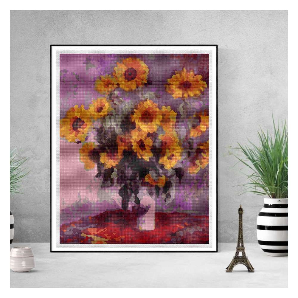 Sunflowers Counted Cross Stitch Pattern Claude Monet