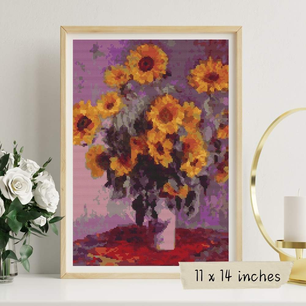 Sunflowers Cross Stitch Kit - Premium Cross Stitch Kit - Claude Monet