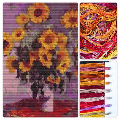 Sunflowers Cross Stitch Kit - Premium Cross Stitch Kit - Claude Monet
