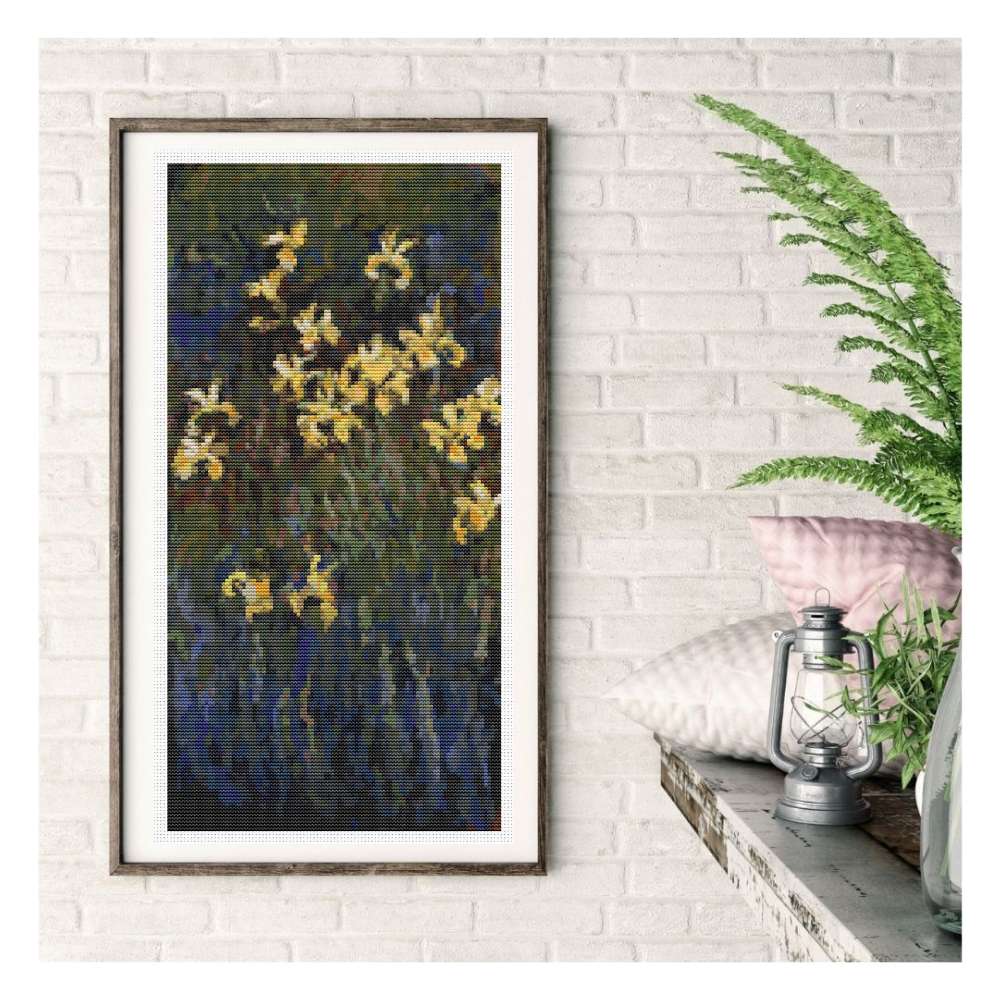 Yellow Irises Counted Cross Stitch Pattern Claude Monet