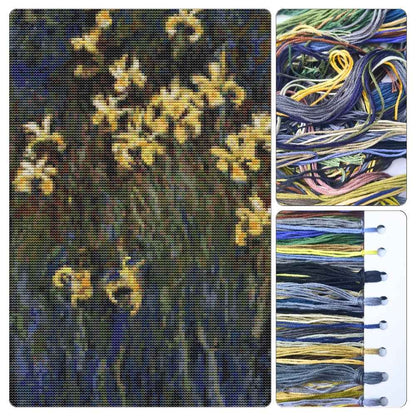 Yellow Irises Cross Stitch Kit - Premium Cross Stitch Kit - Claude Monet