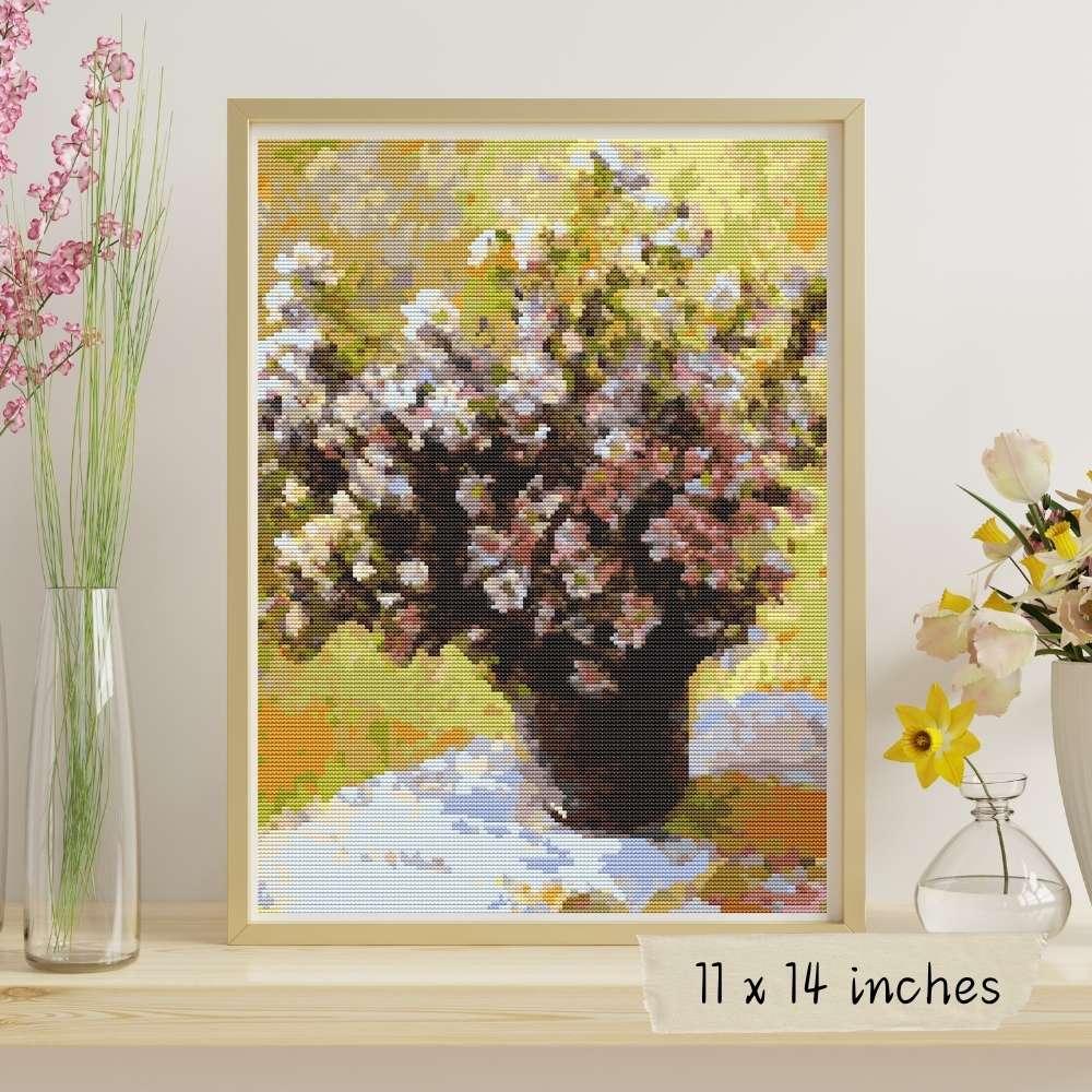Bouquet of Mallows Cross Stitch Kit - Premium Cross Stitch Kit - Claude Monet