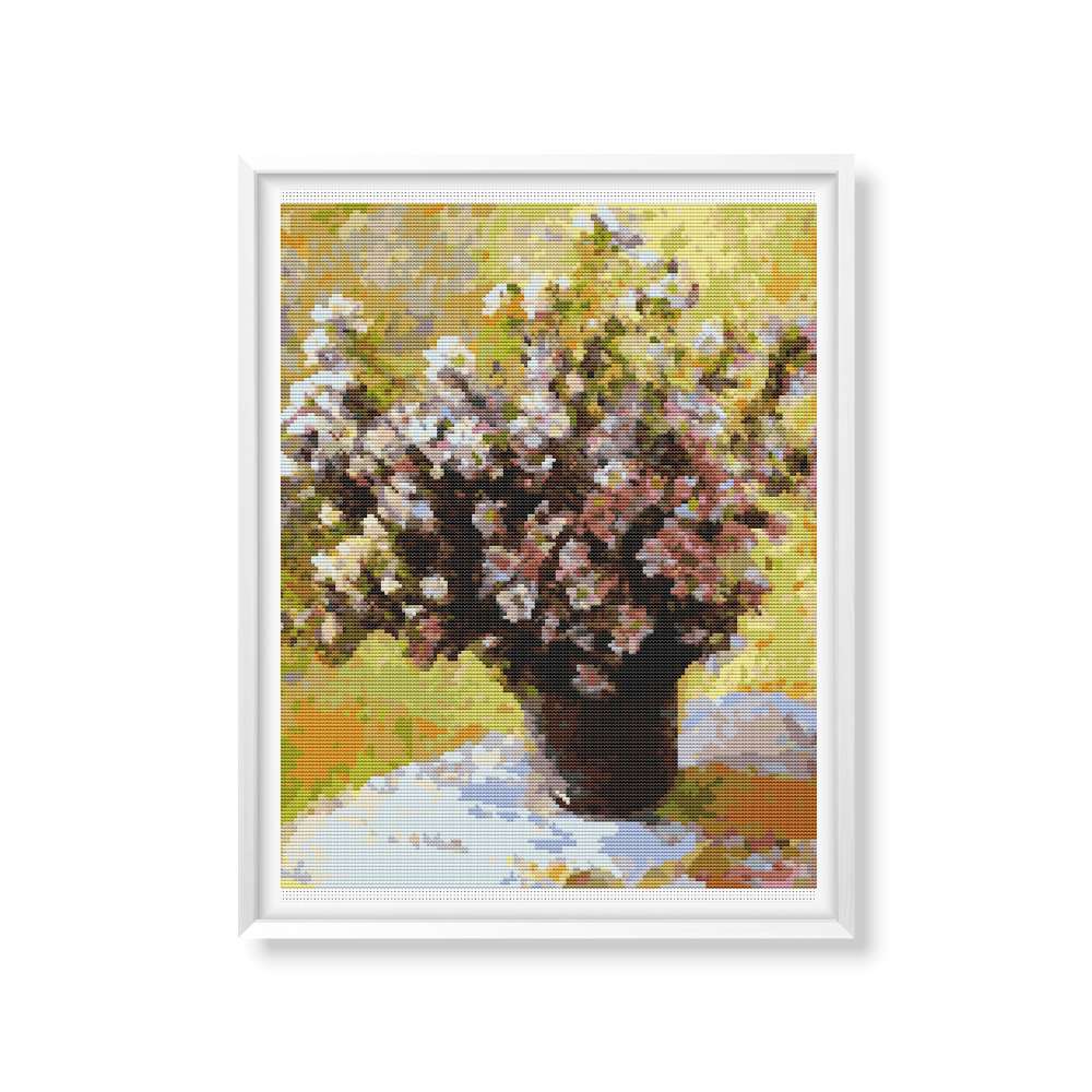 Bouquet of Mallows Counted Cross Stitch Pattern Claude Monet