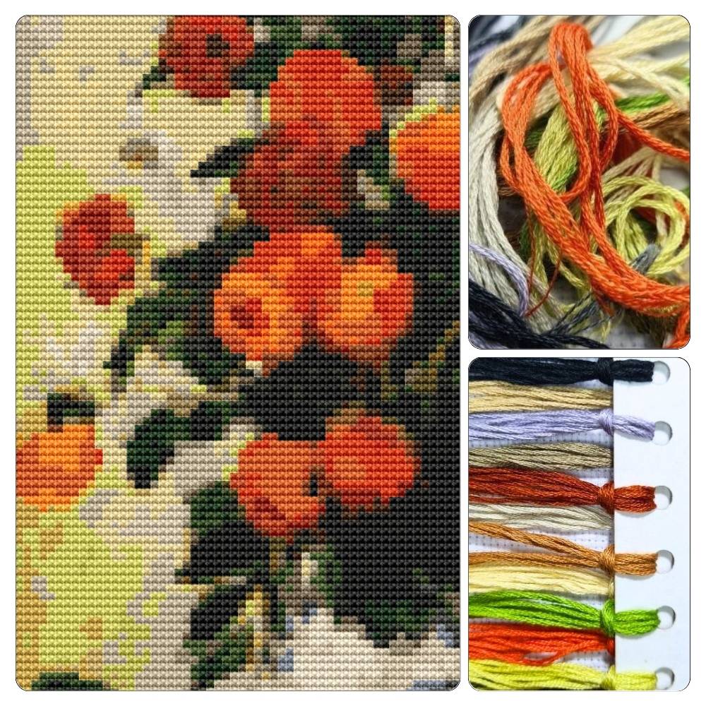 Dahlias II Counted Cross Stitch Kit Claude Monet