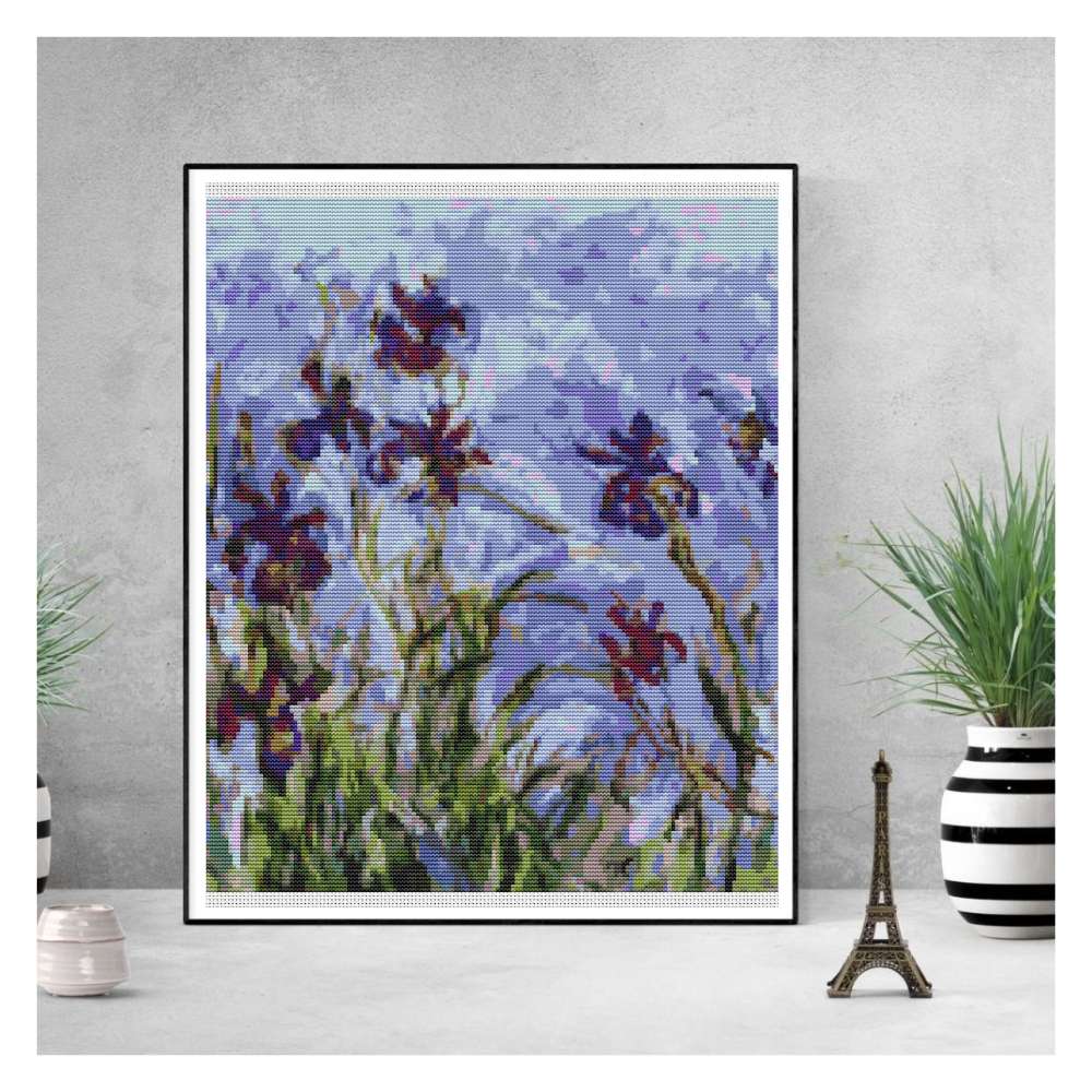 Irises Counted Cross Stitch Pattern Claude Monet