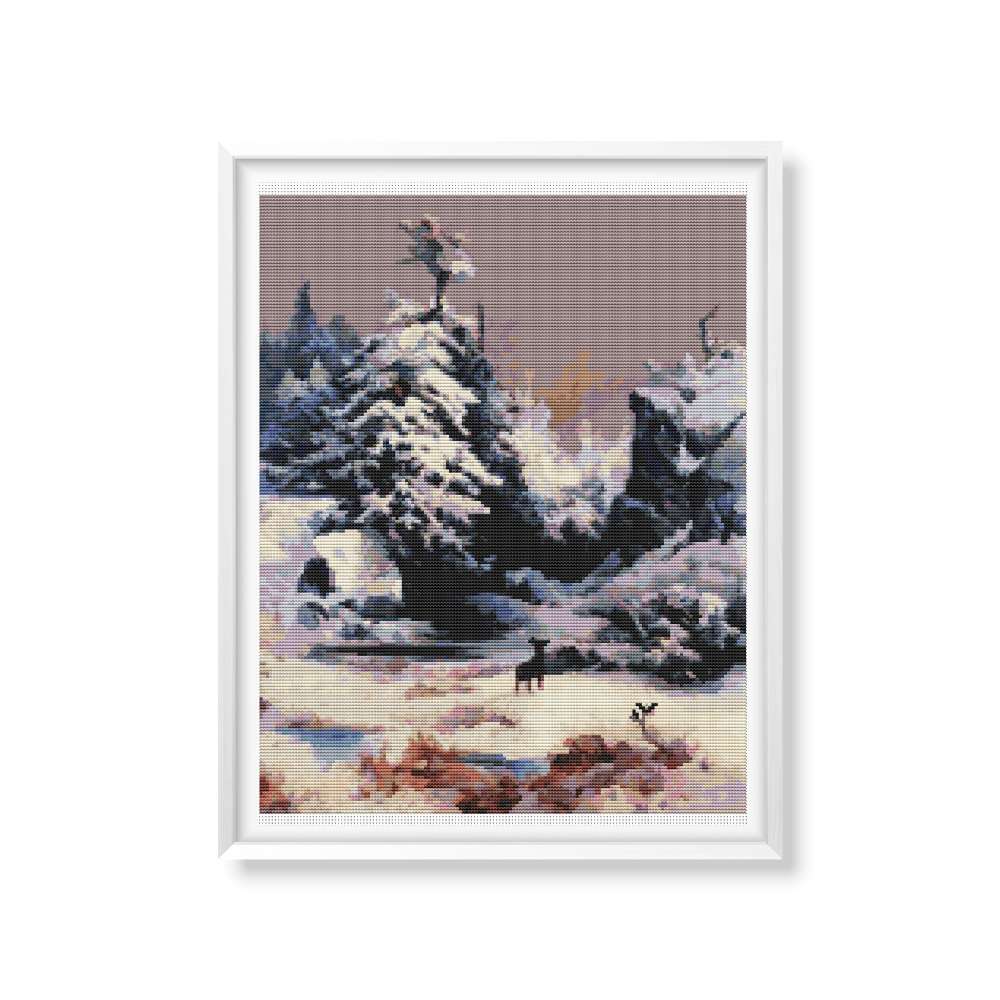Winter in the Rockies Counted Cross Stitch Kit Thomas Moran