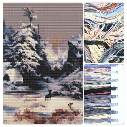 Winter in the Rockies Cross Stitch Kit - Premium Cross Stitch Kit - Thomas Moran