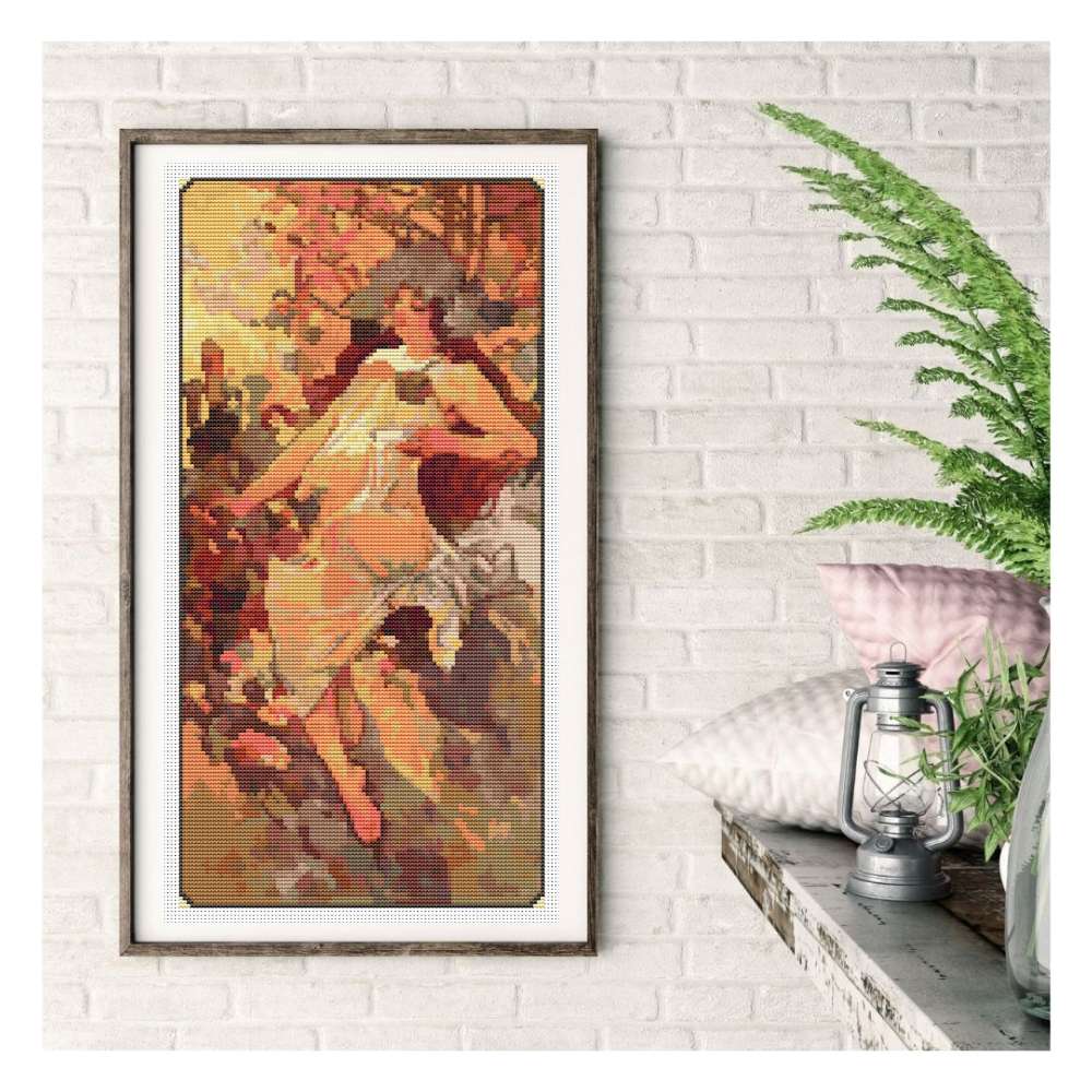 Autumn Counted Cross Stitch Pattern Alphonse Mucha